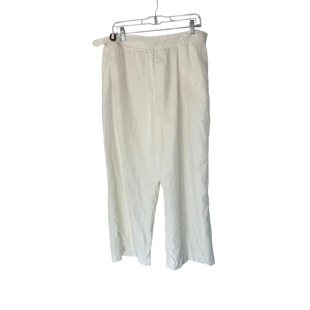Lauren Ralph Lauren Linen Pants White‎ Lagenlook Old Money Straight Leg Size 14